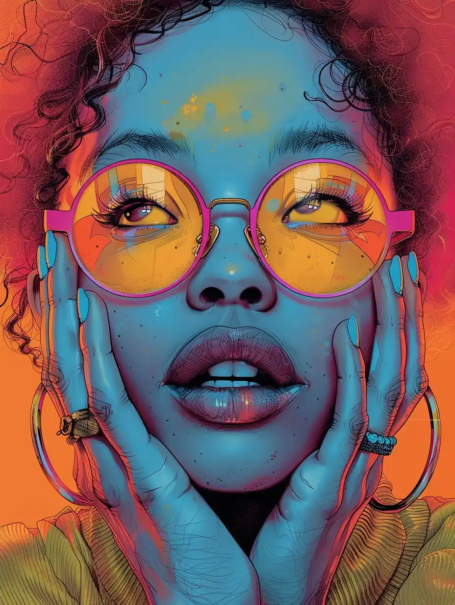 Pop Art Afro Woman Midjourney提示词