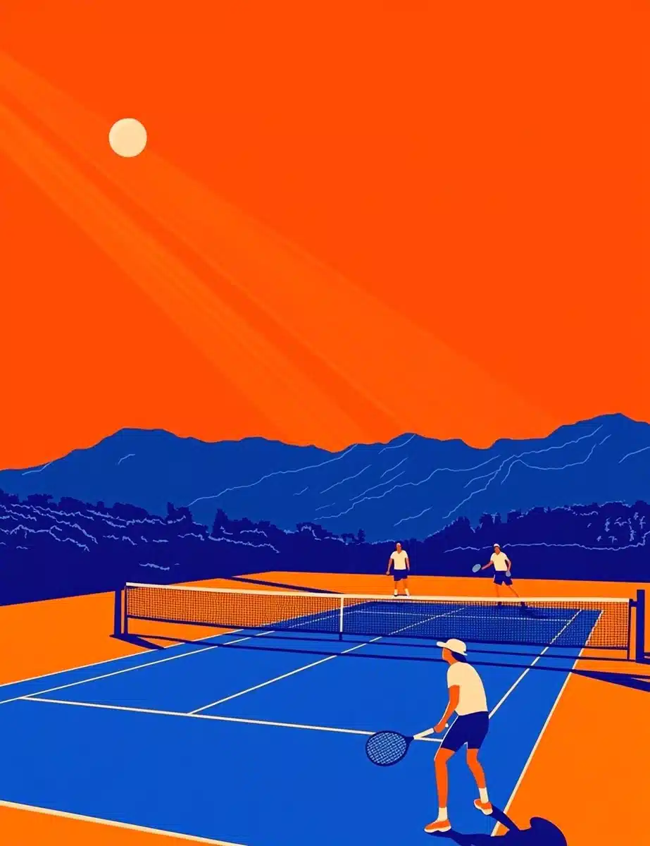 Vector Pickleball Players Illustration Midjourney提示词