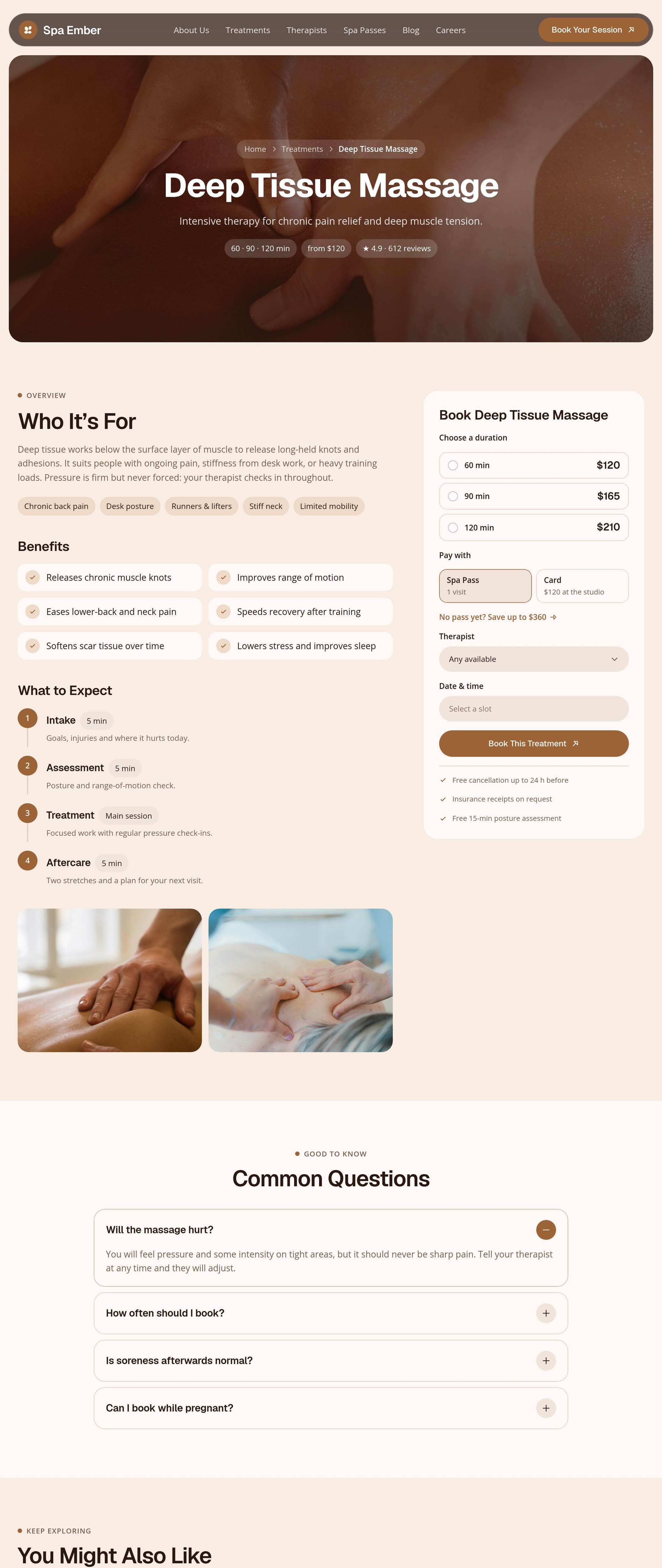 水疗按摩工作室Framer网站（Spa Ember），Spa Ember: Spa and Massage Framer Template