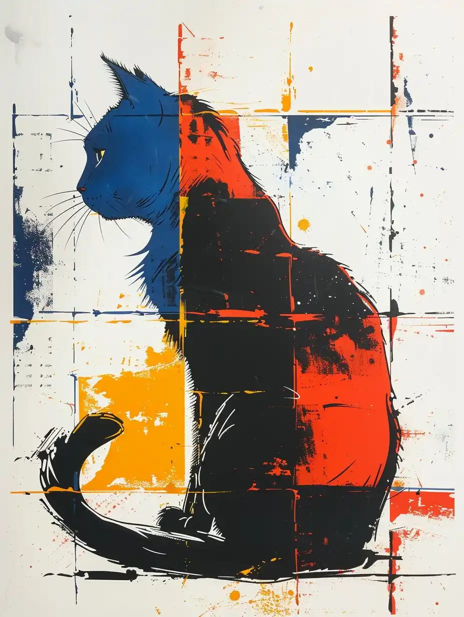 Geometric Cat in Van Gogh Style Midjourney 提示词生成效果