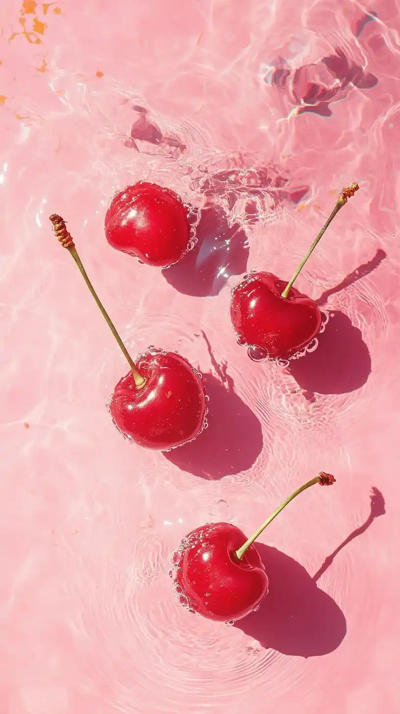 Cherries in Water Reflection Midjourney提示词