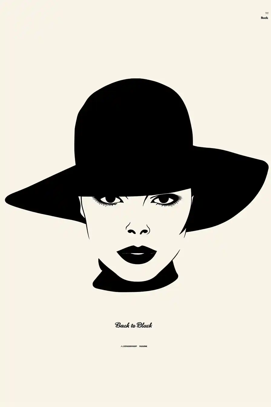 Minimalist Woman Back to Black Midjourney提示词