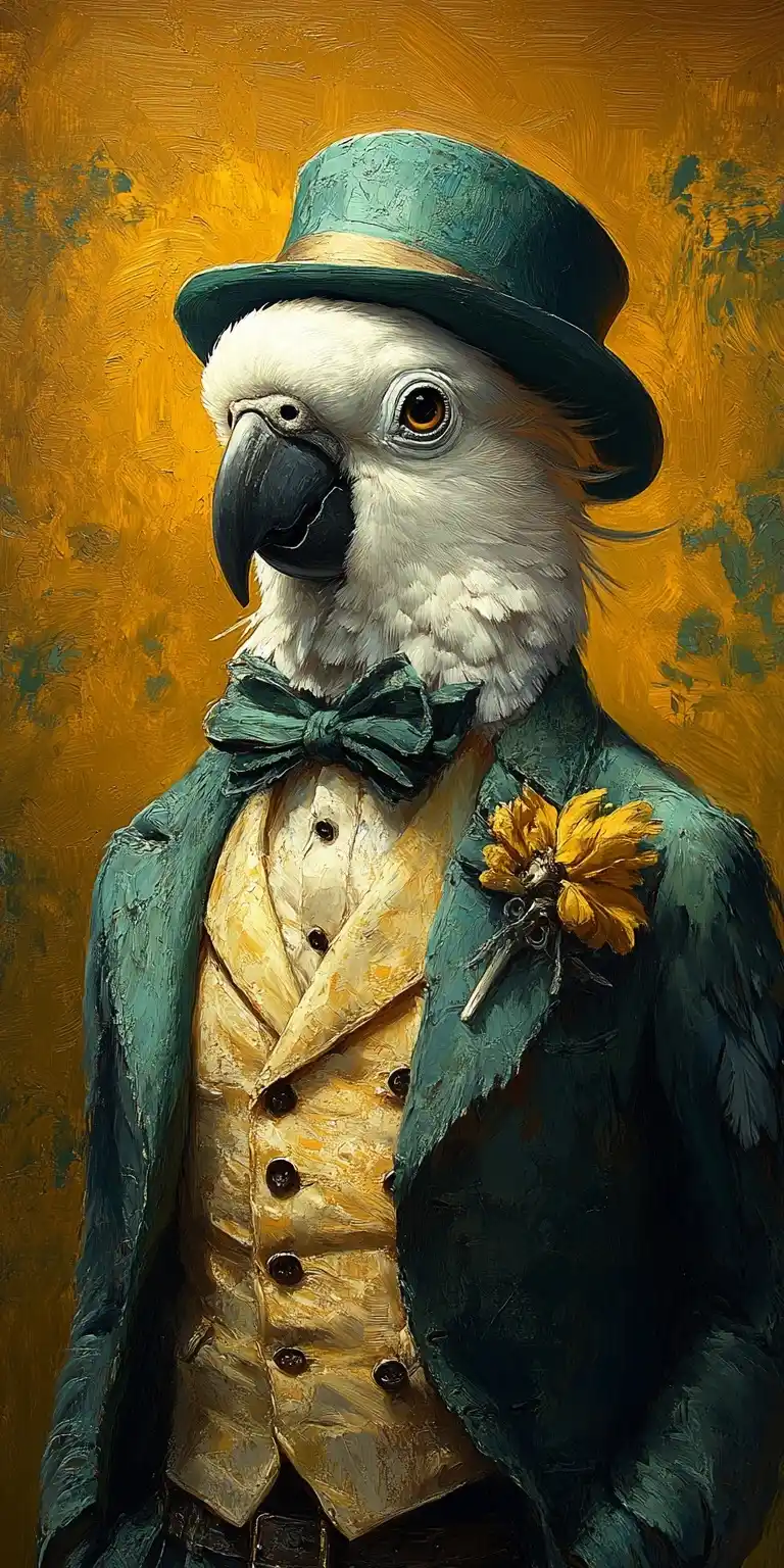 Parrot in Bowler Hat Midjourney提示词