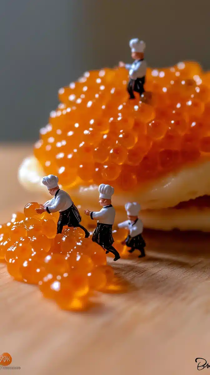Miniature Chefs with Caviar Midjourney提示词