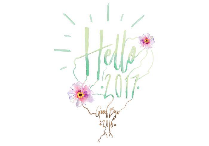 免费你好2017年水彩矢量