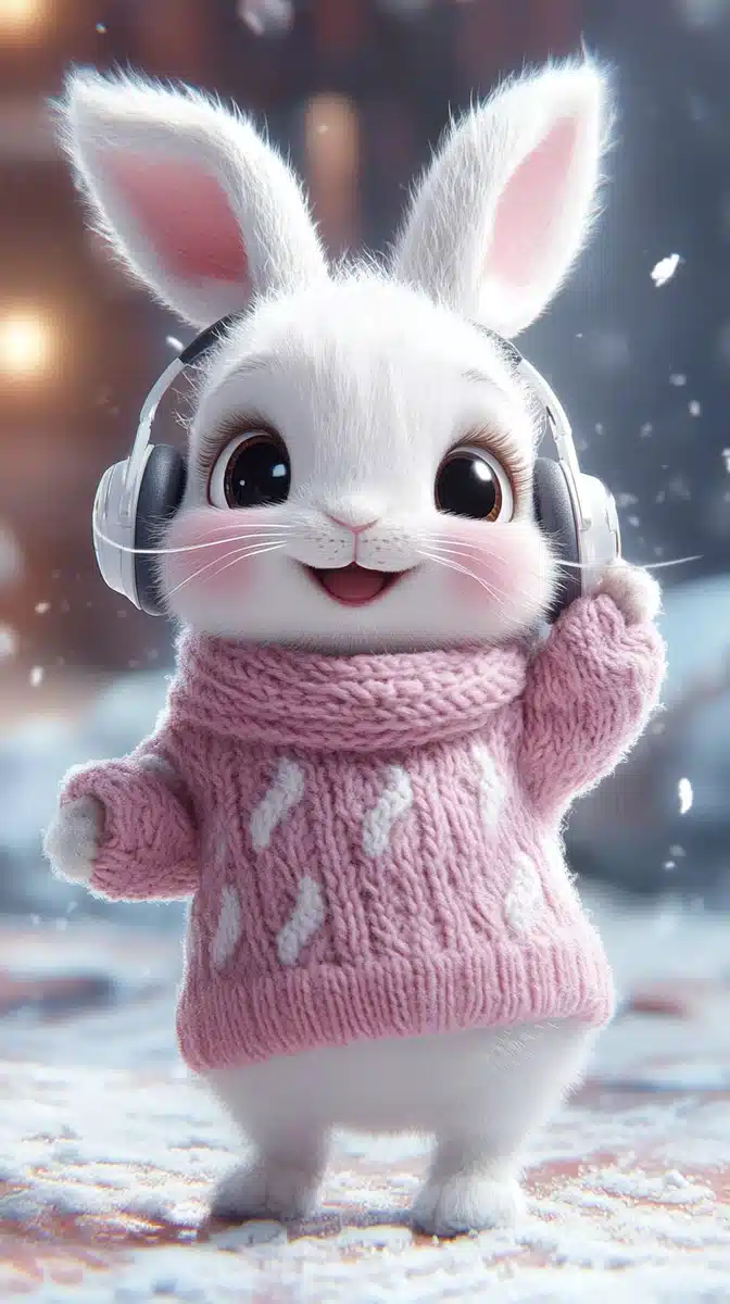 Cartoon Rabbit Dancing Joyfully Midjourney提示词