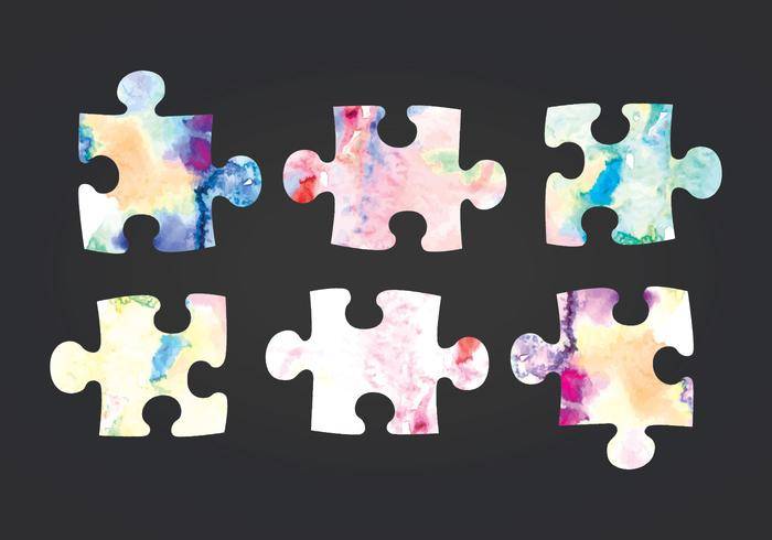 矢量水彩拼图碎片