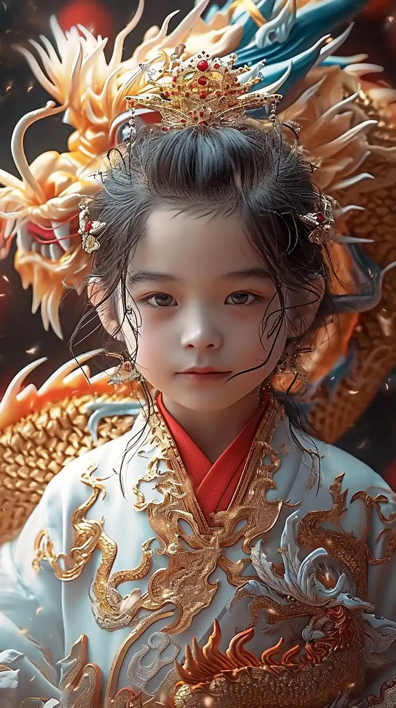 Chinese Dragon and Boy Midjourney提示词