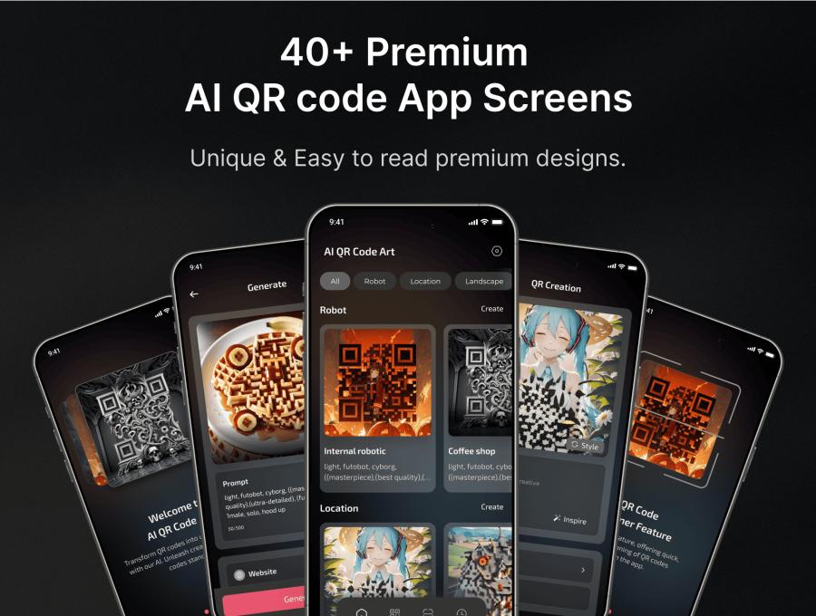 AI QR Code 高级和高质量的UI套件，具有AI QR码艺术的所有完整功能