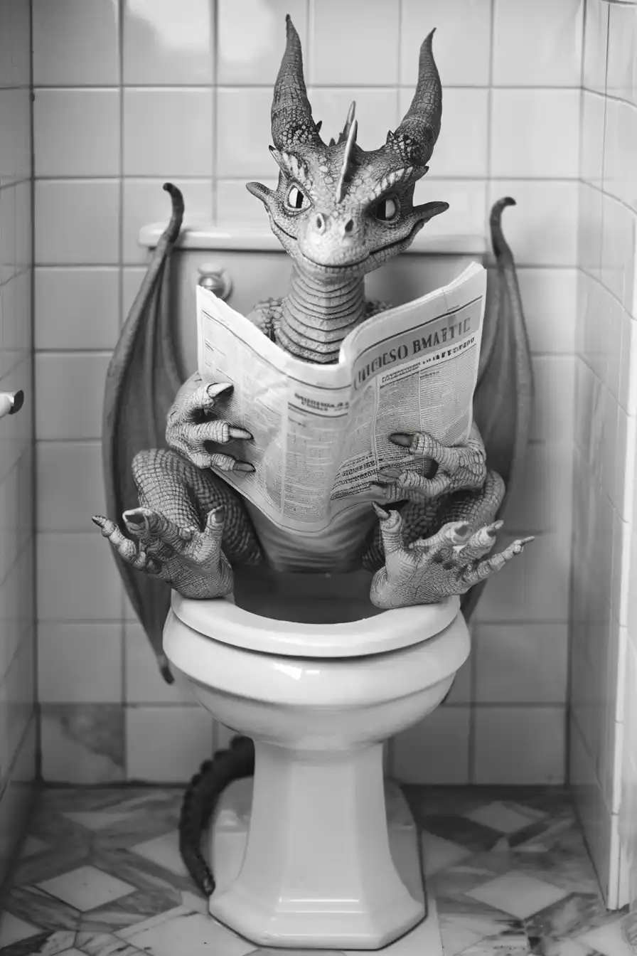 Vintage Dragon Bathroom Scene Midjourney提示词
