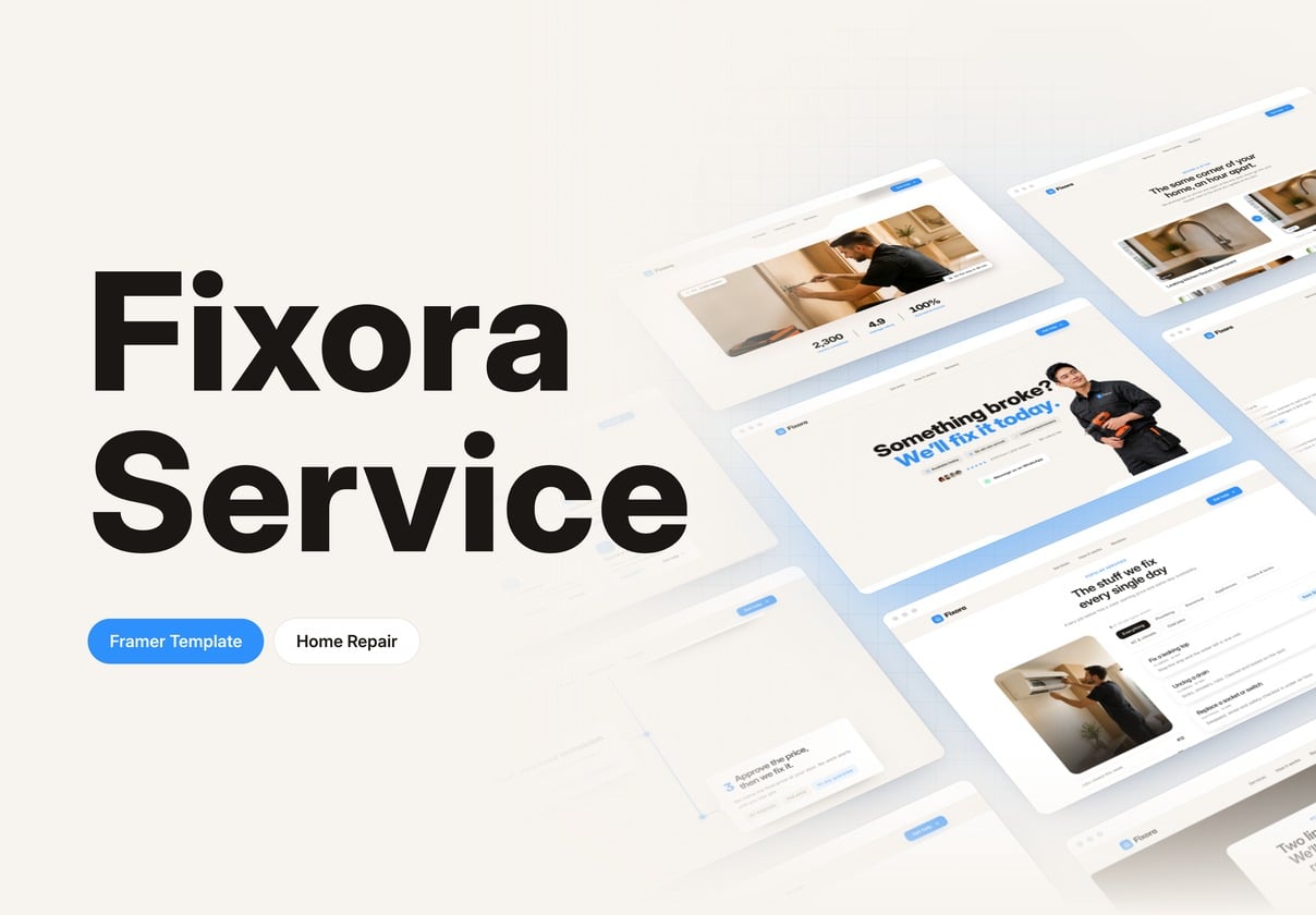 家居维修服务Framer模板（Fixora），Fixora - Home Repair Service Framer Template