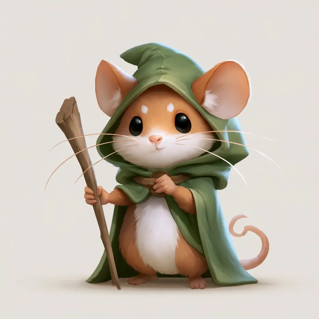 Fantasy Mouse Druid Artwork Midjourney提示词