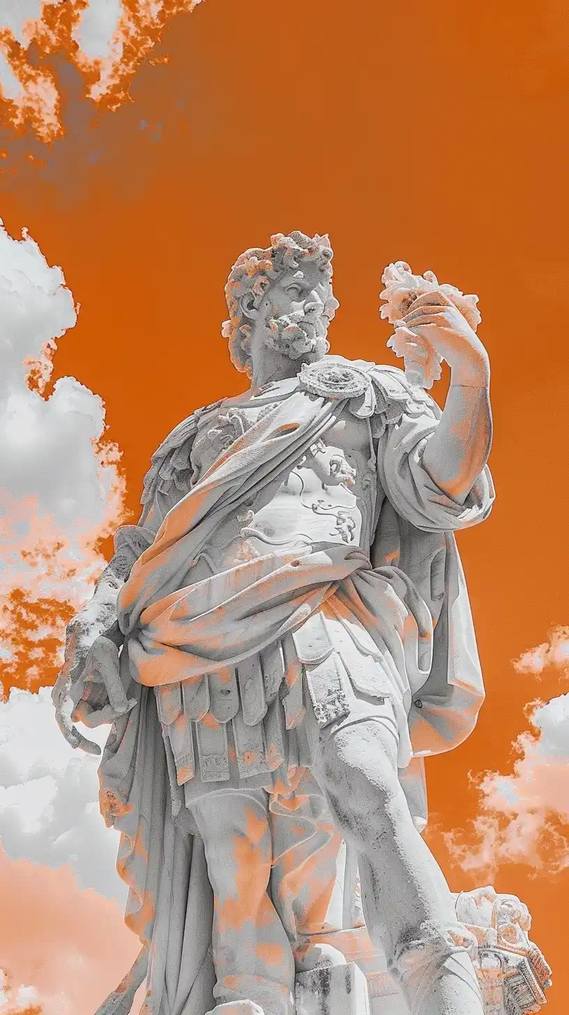 Orange Infrared Roman Sculptures Midjourney提示词