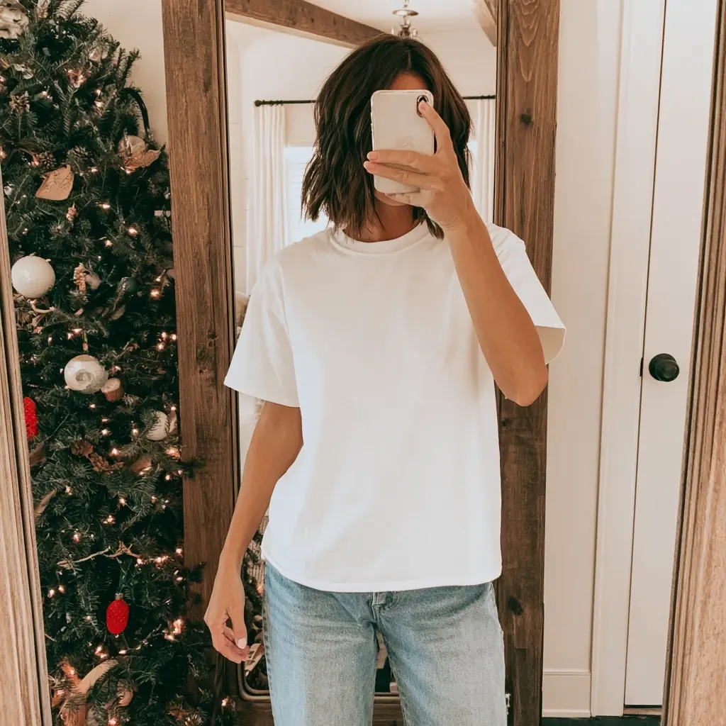 Christmas Shirt Mockup Selfie Midjourney提示词