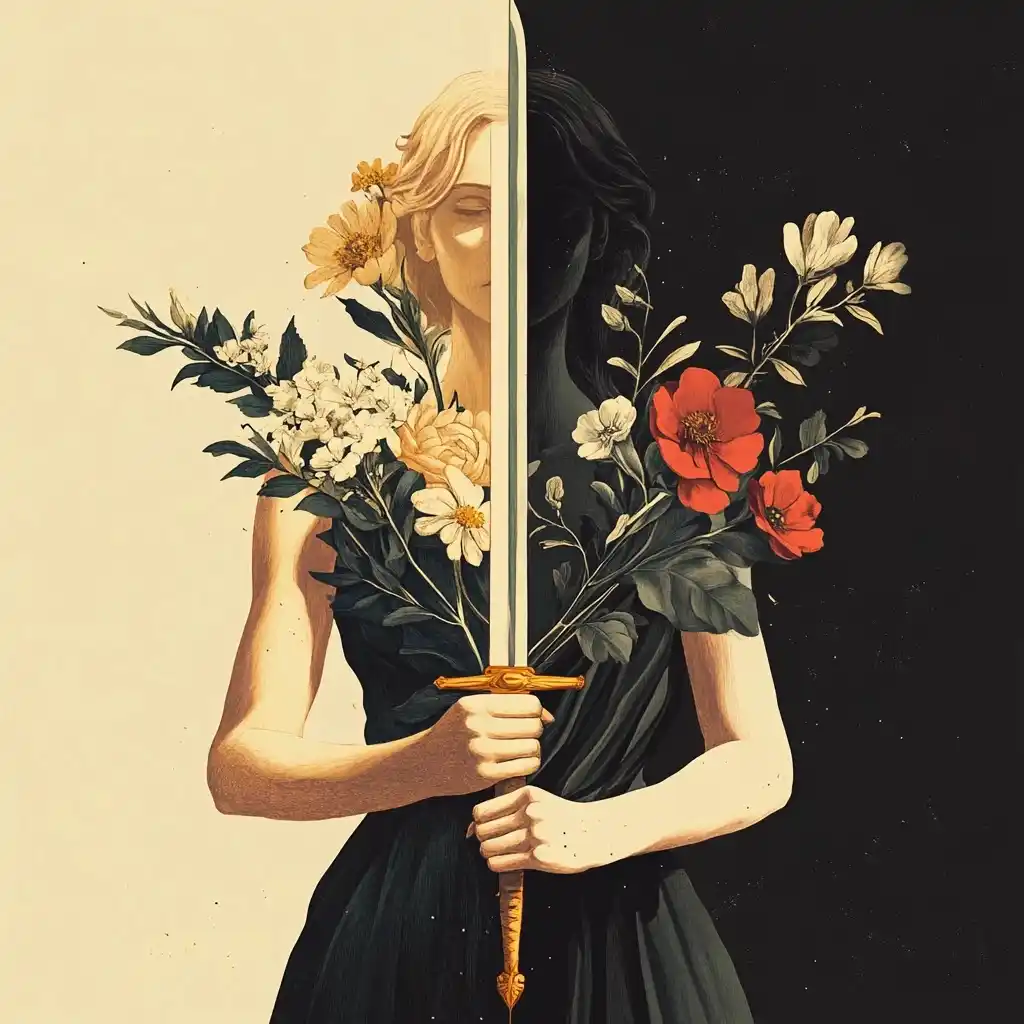 Duality of Womanhood Illustration Midjourney提示词