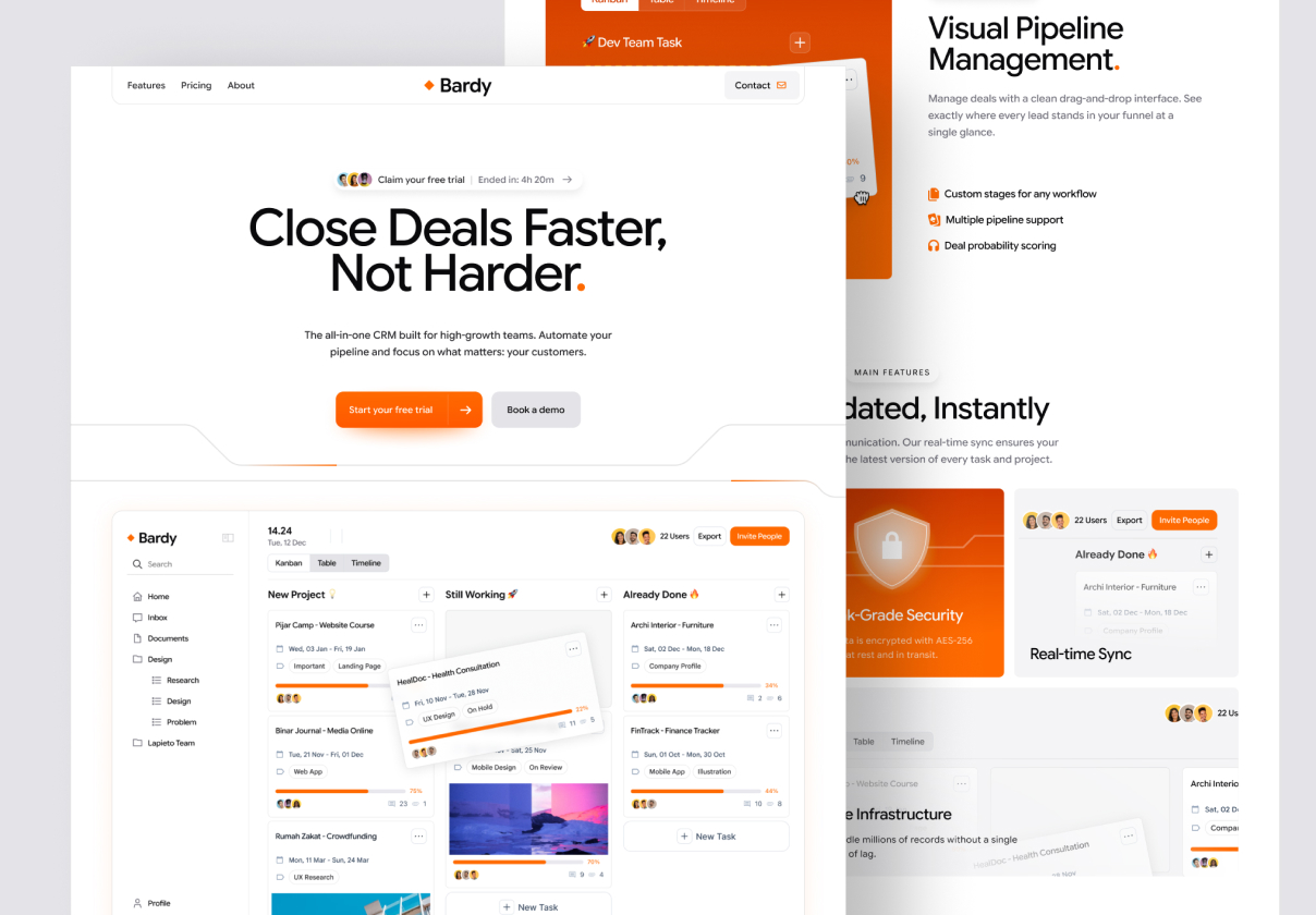SaaS CRM Framer模板（Bardy），Bardy - Free Framer SaaS CRM Template