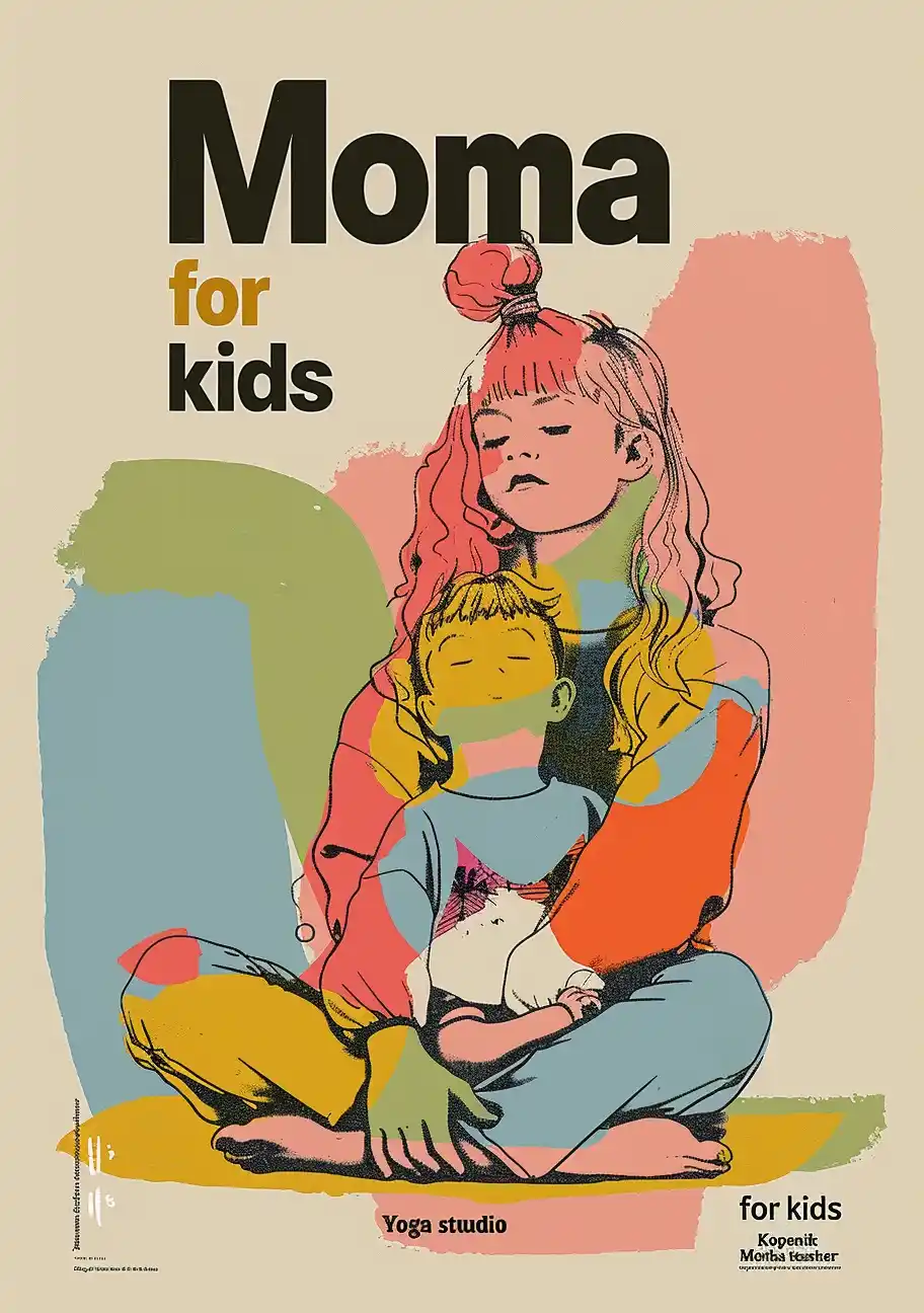 Colorful Kids Yoga Flyer Midjourney提示词