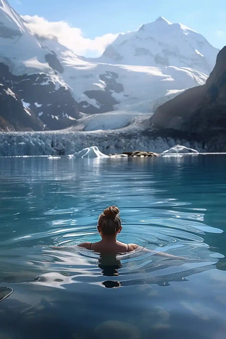 Swiss Alps Glacier Swim Midjourney提示词
