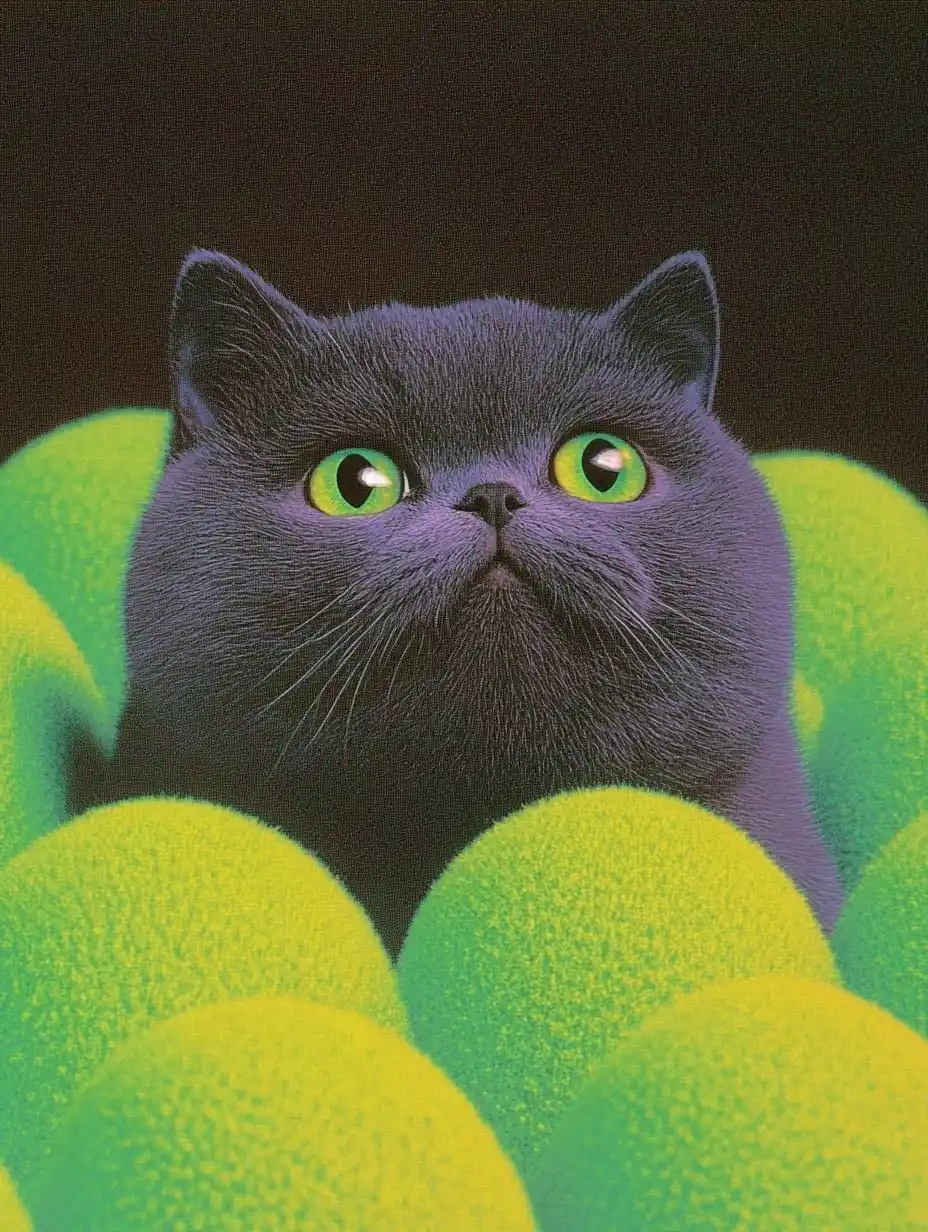 Grey Exotic Shorthair Portrait Midjourney提示词