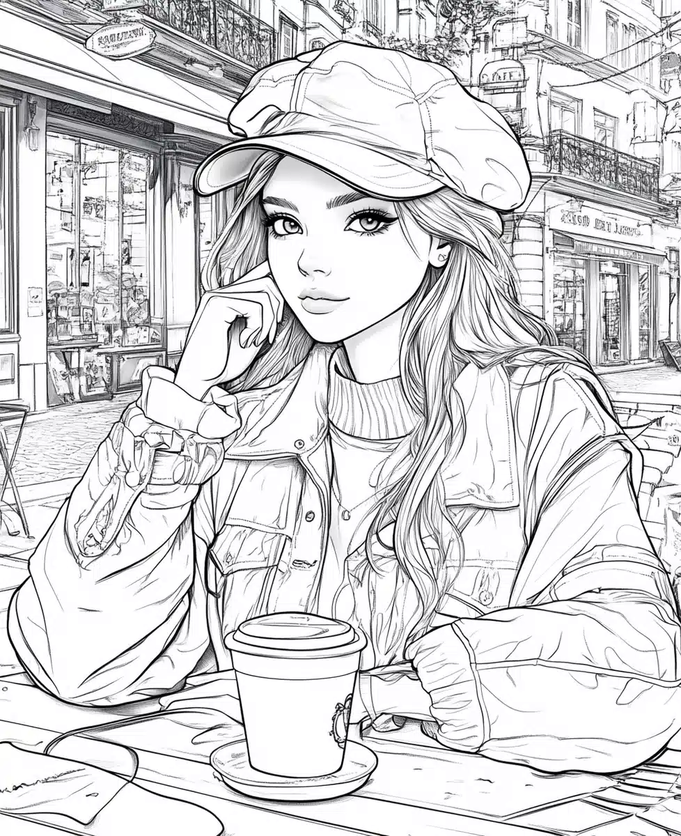 Hipster Fashion Illustration Caf Midjourney提示词