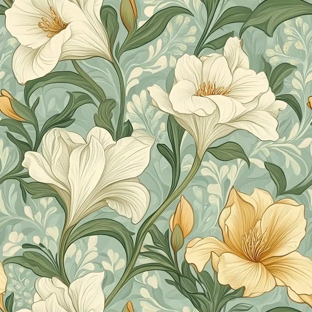 Vintage Freesia Wallpaper Pattern Midjourney提示词
