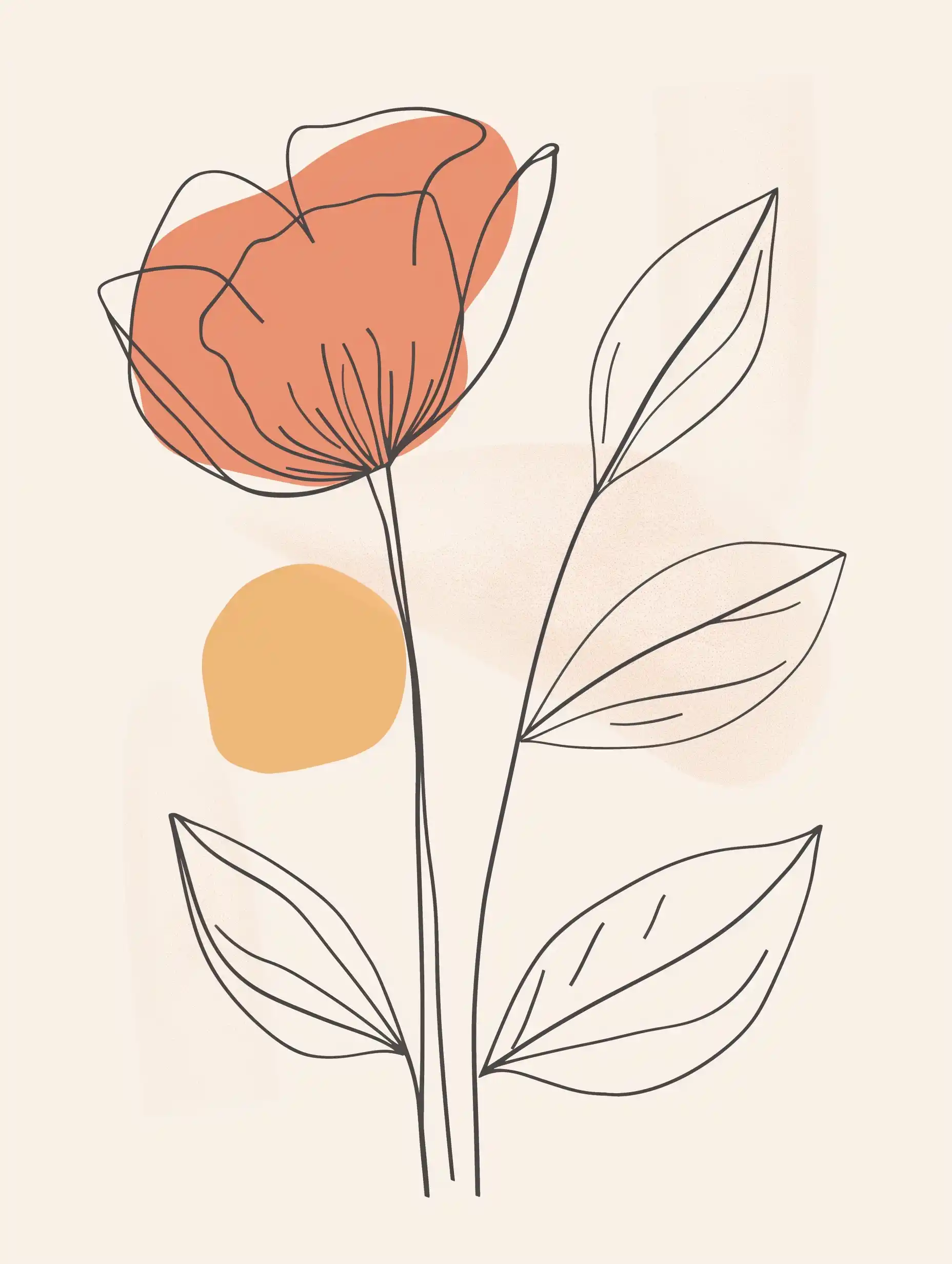 Minimalist Flower and Leaf Midjourney提示词