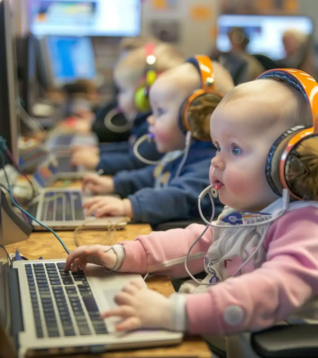 Adorable Baby Office Programming Midjourney提示词