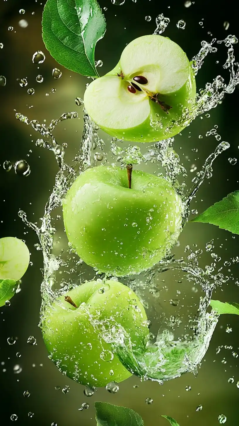 Graphic Half Green Apple Midjourney提示词
