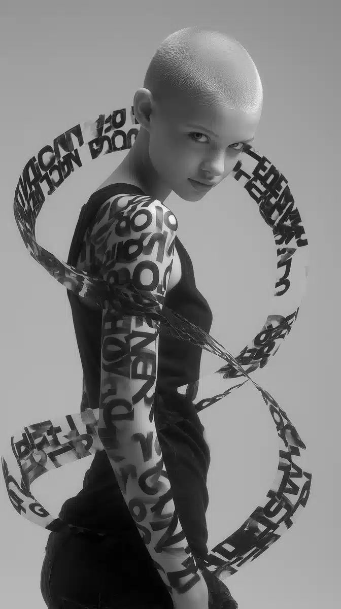 Typographic Portrait of Woman Midjourney提示词