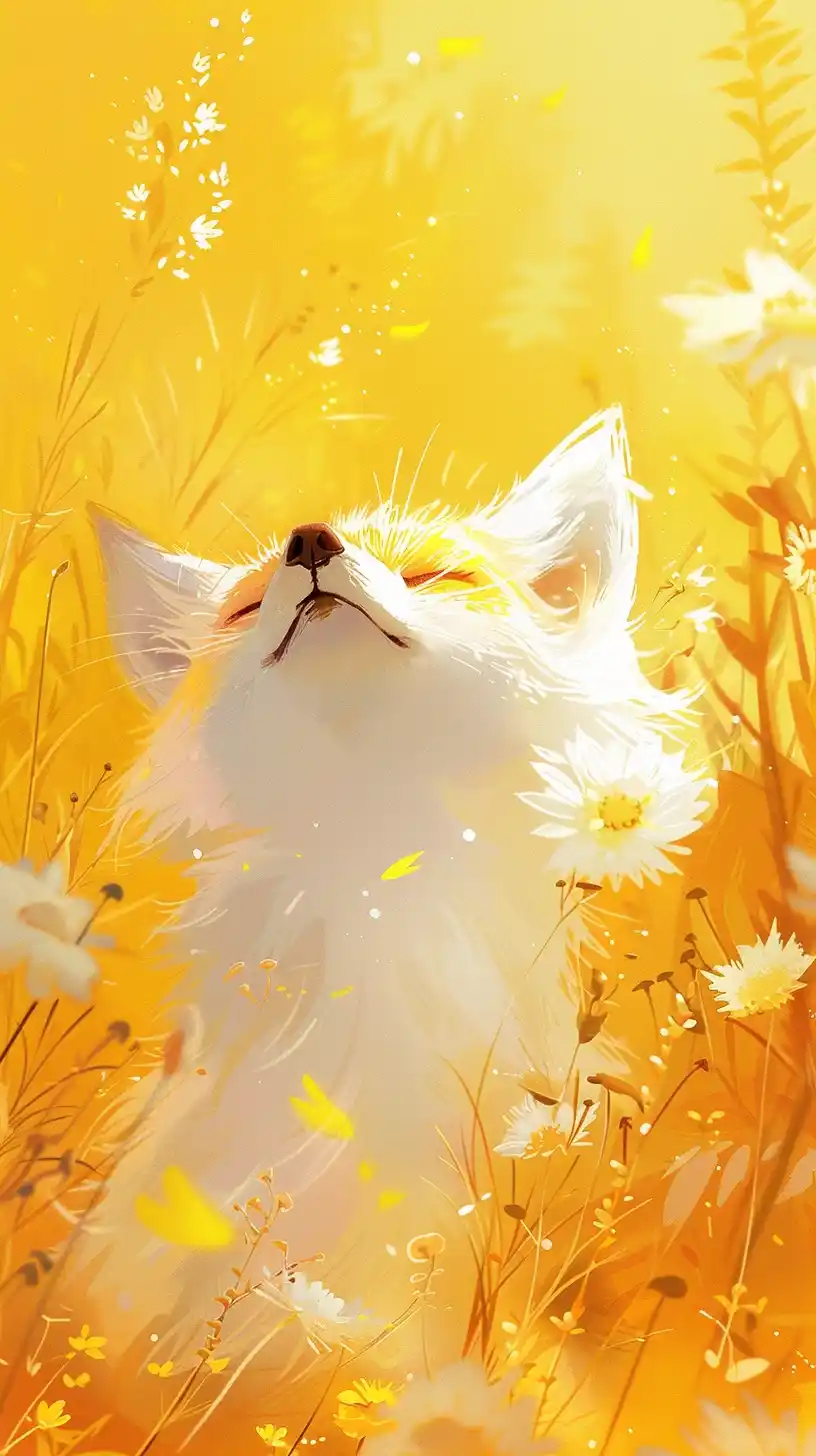 Mystical Fox in Yellow Sky Midjourney提示词