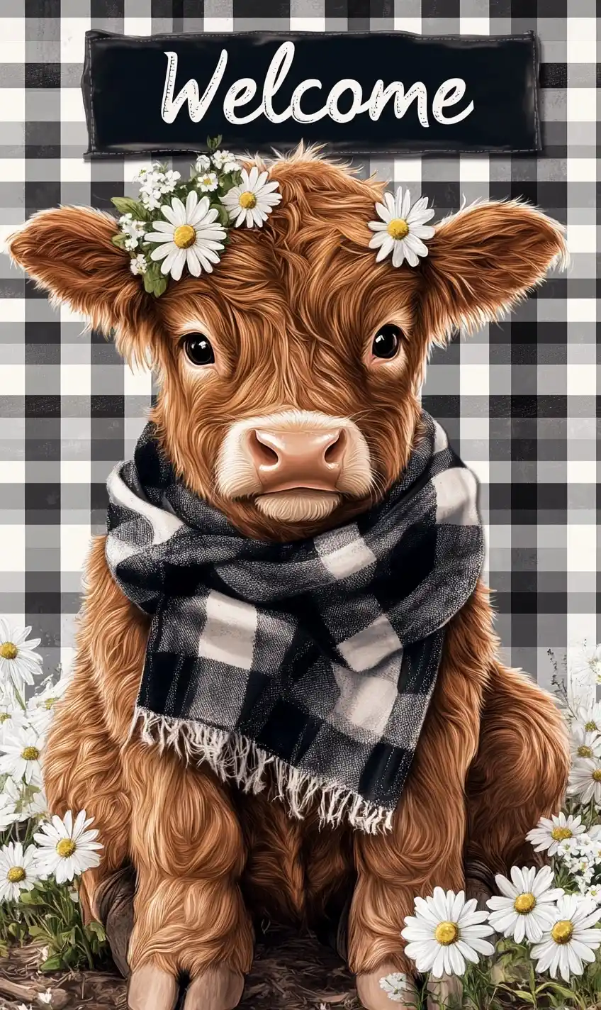 Highland Cow 3D Sticker Midjourney提示词