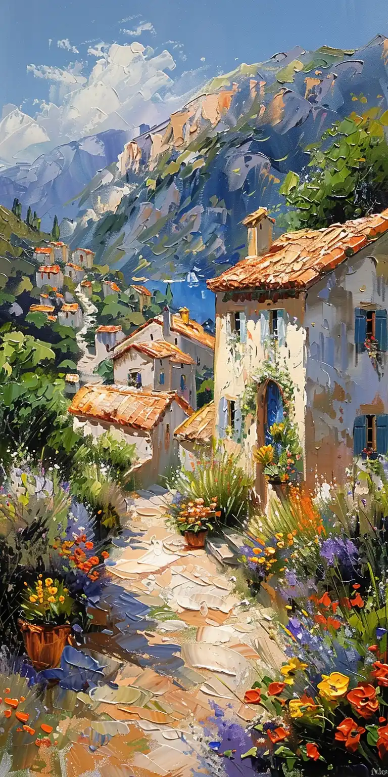 Impressionist Provence Canvas Midjourney提示词
