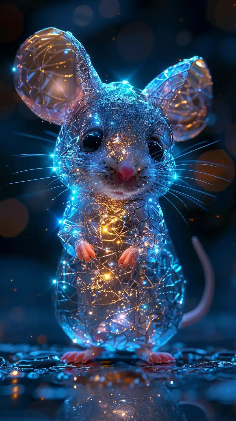 Glass Mouse Glow Midjourney提示词