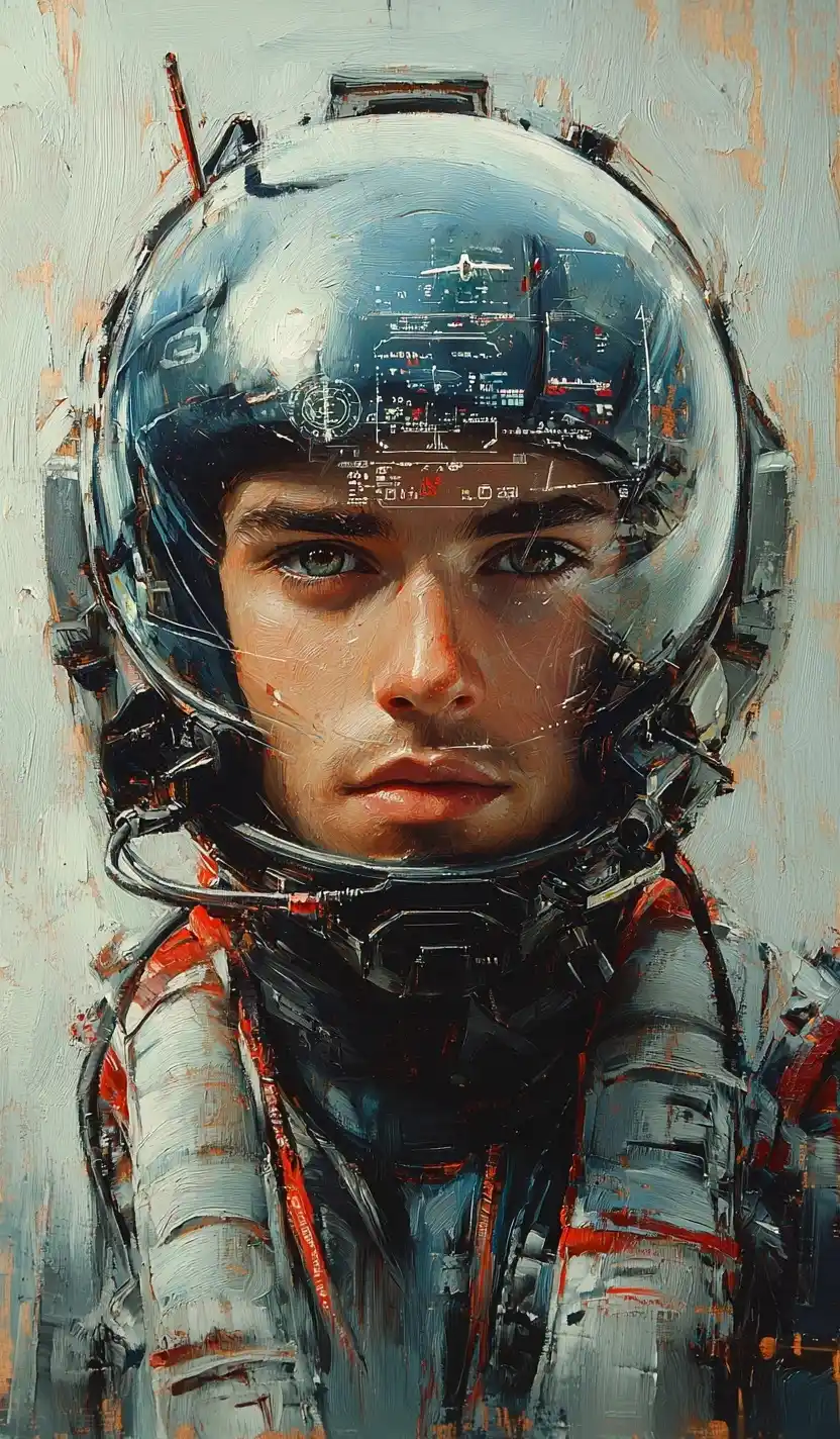 Impressionistic Fighter Pilot Portrait Midjourney提示词