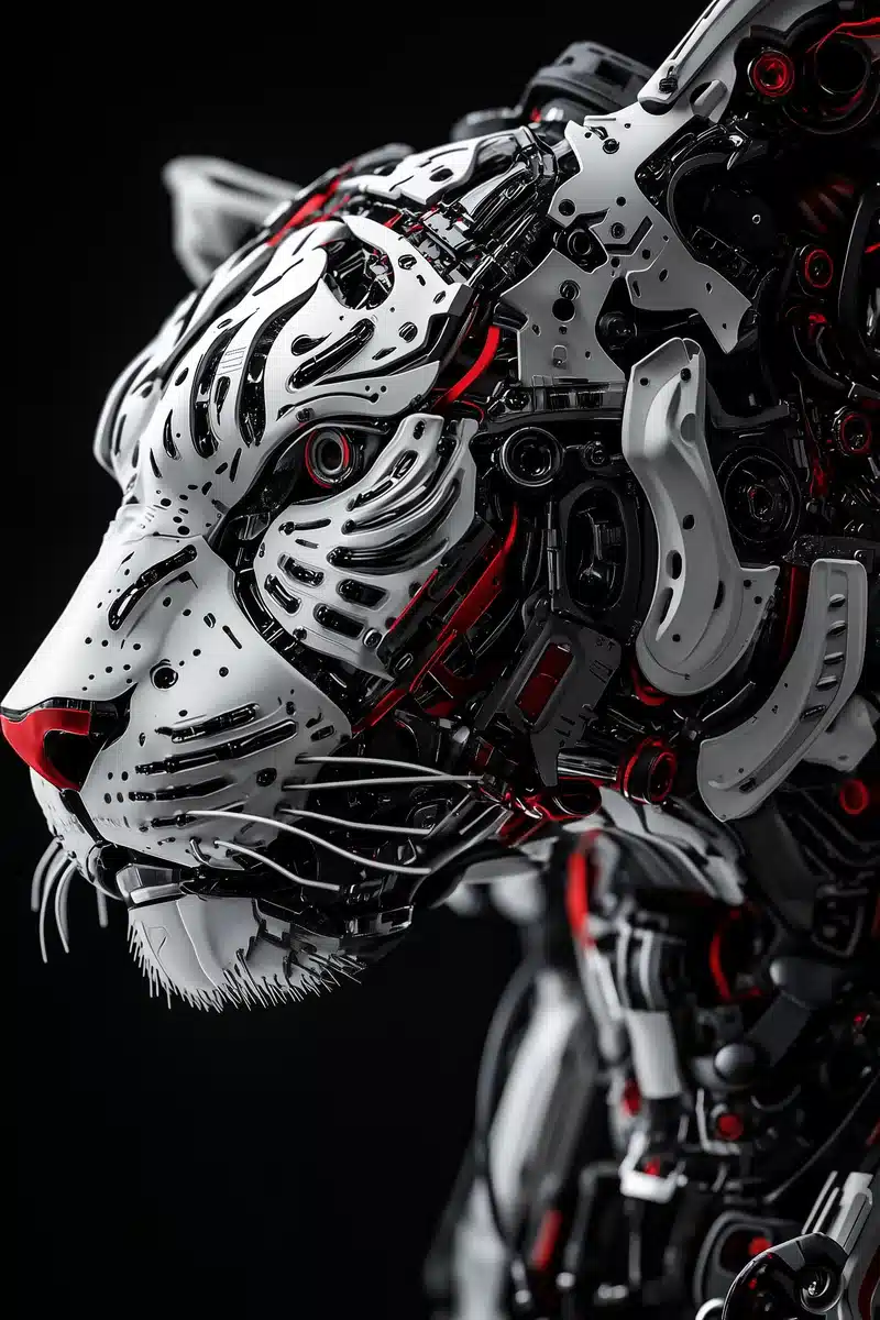 Hyper-Realistic Robot Tiger Midjourney提示词