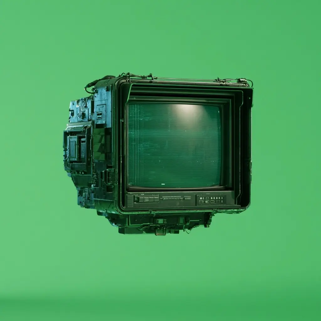 Retrofuturistic 1980s Floating Monitor Midjourney提示词