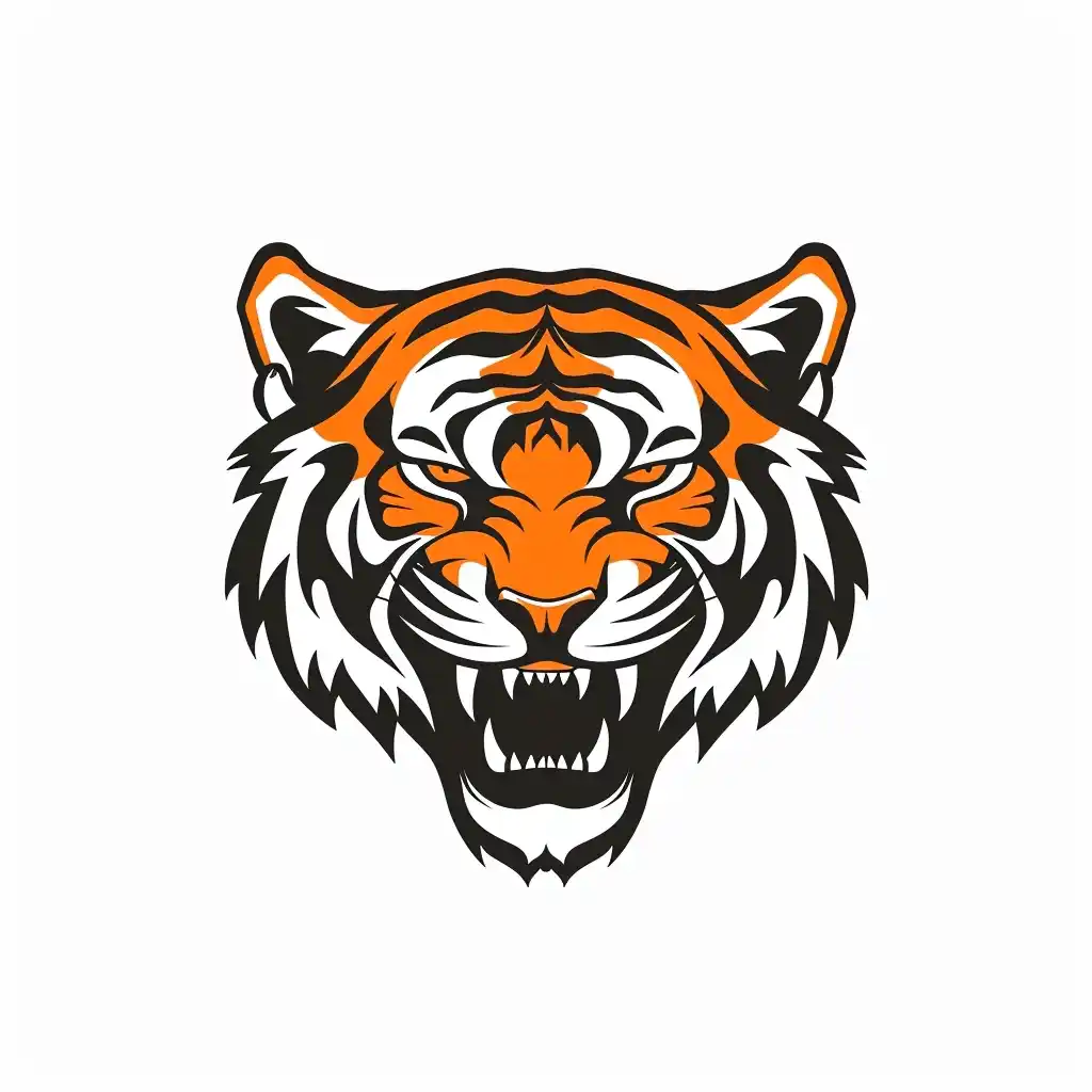 Symmetrical Roaring Tiger Logo Midjourney提示词