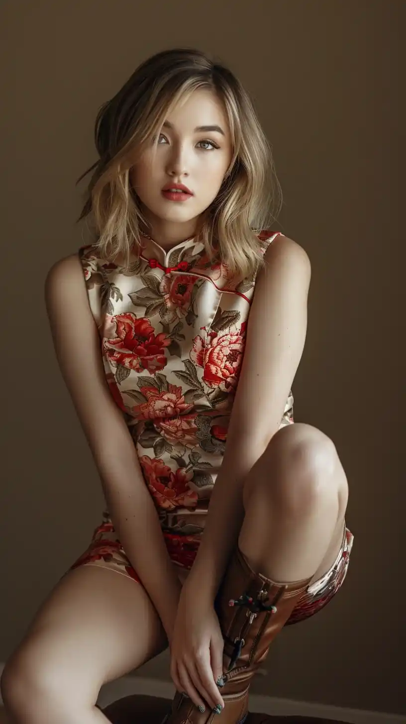 Cheongsam Beauty Portrait Midjourney提示词
