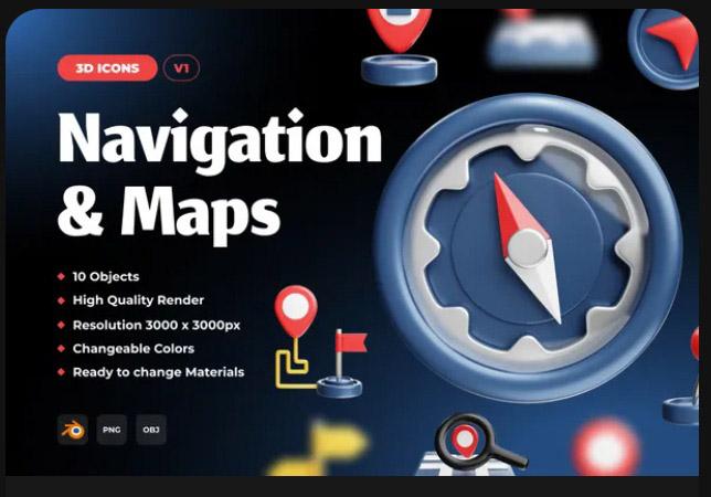 Navigation And Maps 3D Icon