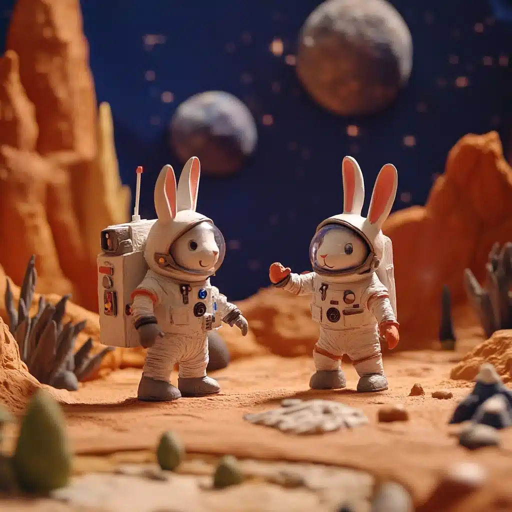 Claymation Bunnies on Mars Midjourney提示词