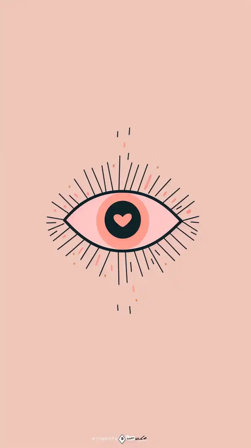 Minimalist Heart Eye Illustration Midjourney提示词