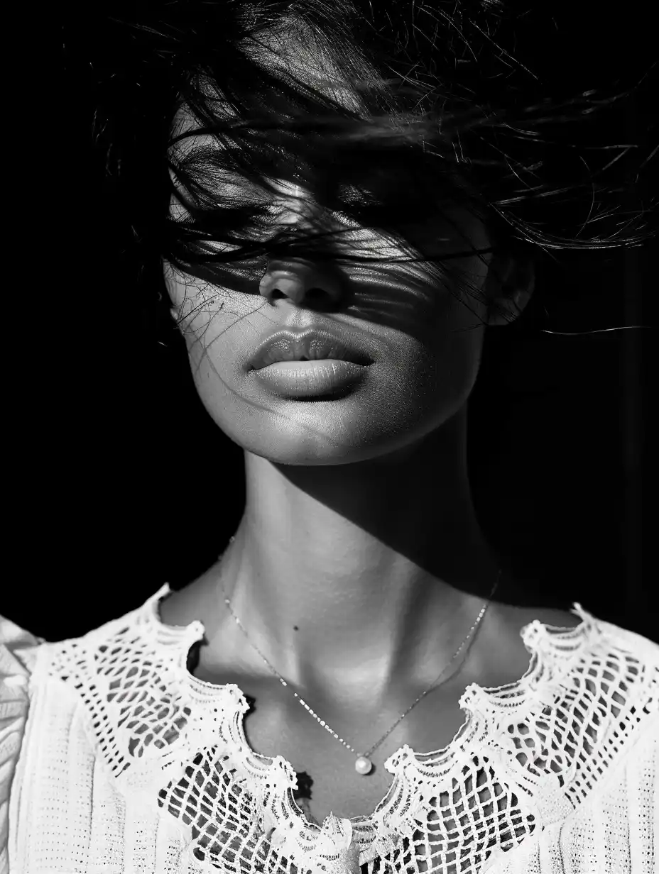 Shadowed Woman in White Midjourney 提示词生成效果