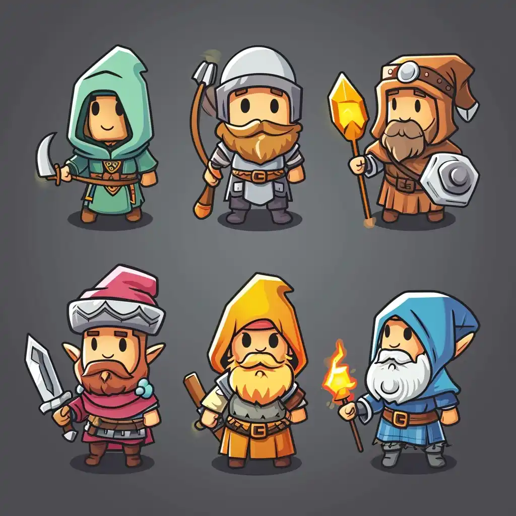 Cartoony Class Icons Midjourney提示词