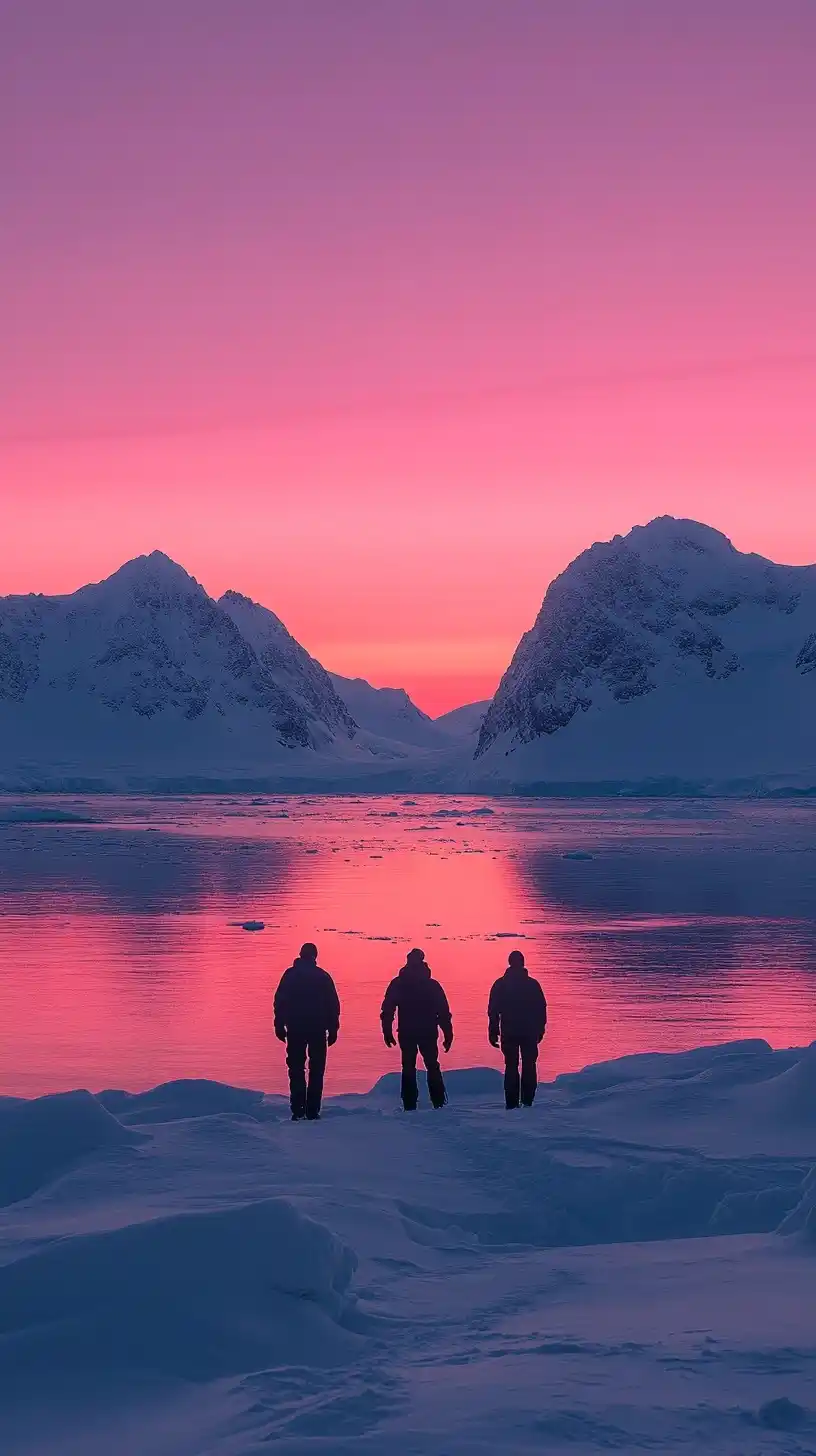Minimalist Antarctic Dusk Photography Midjourney提示词