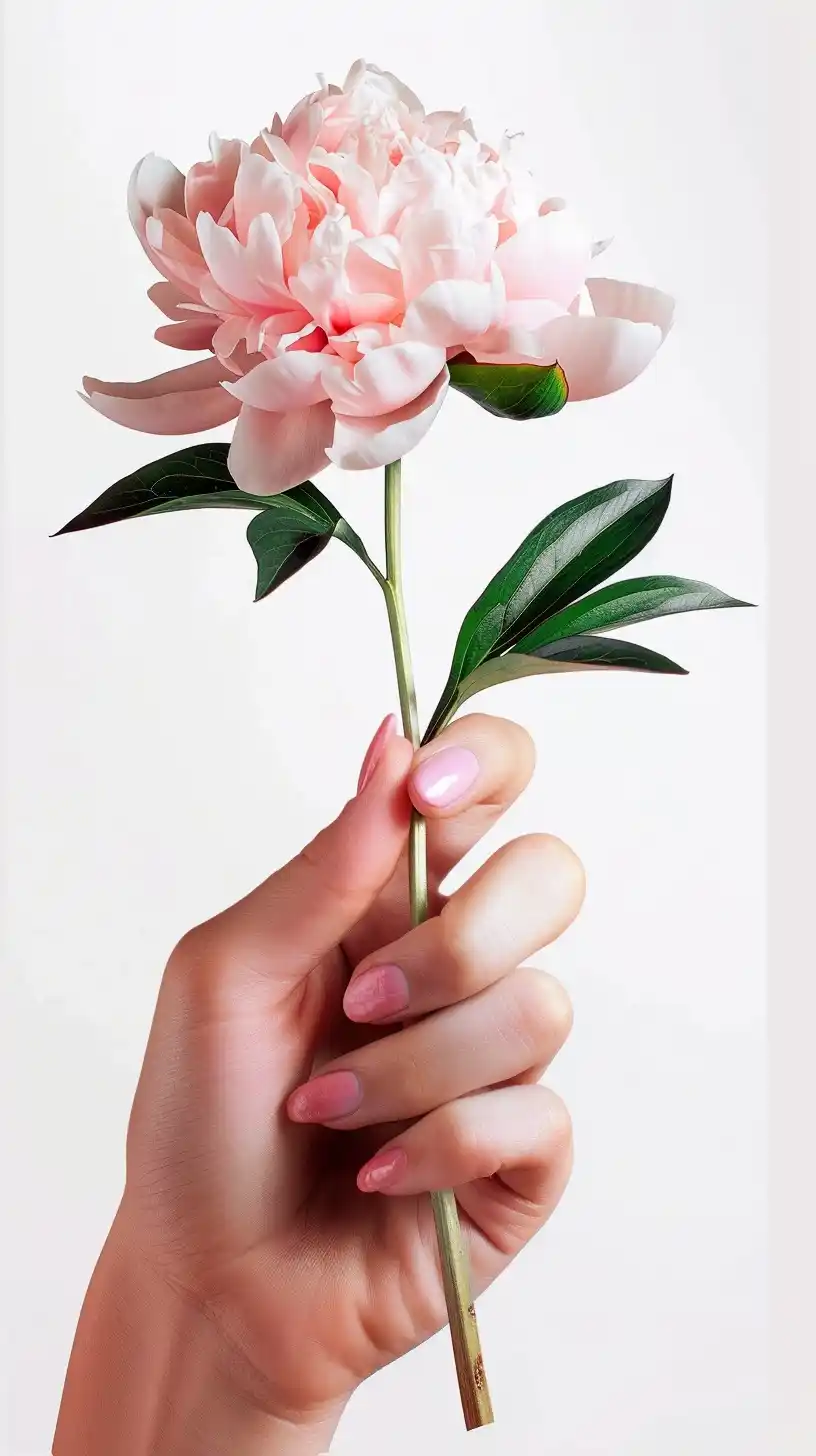 Manicured Hand with Peony Midjourney提示词