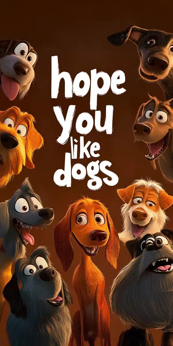 Pixar Dogs with Text Midjourney提示词