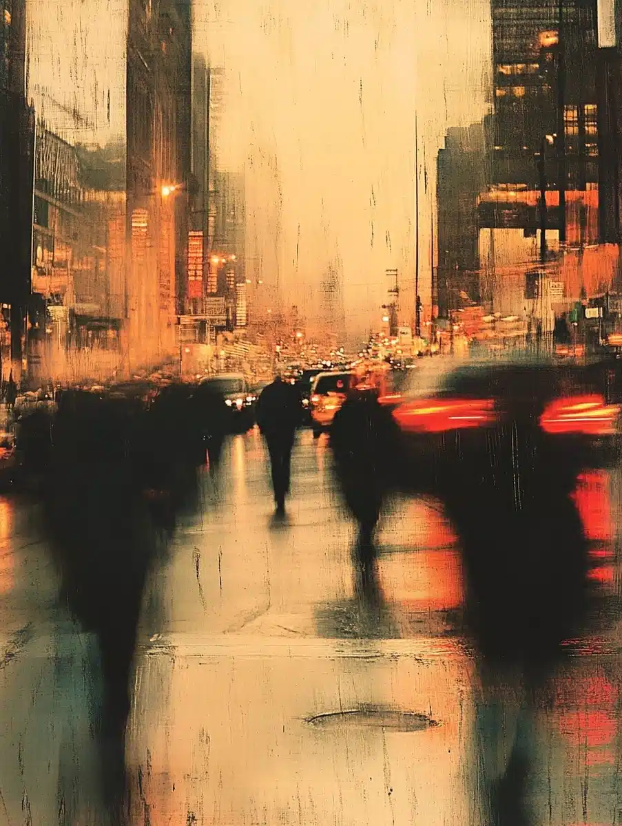 Vintage Urban Motion Blur Midjourney提示词