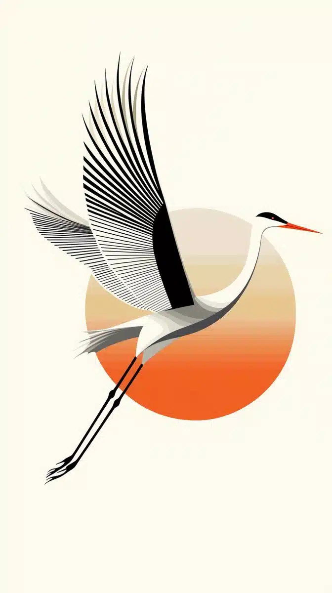 Minimalist Crane Geometric Design Midjourney提示词