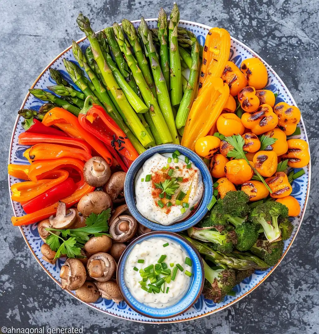 Top-Down Veggie Platter Midjourney提示词