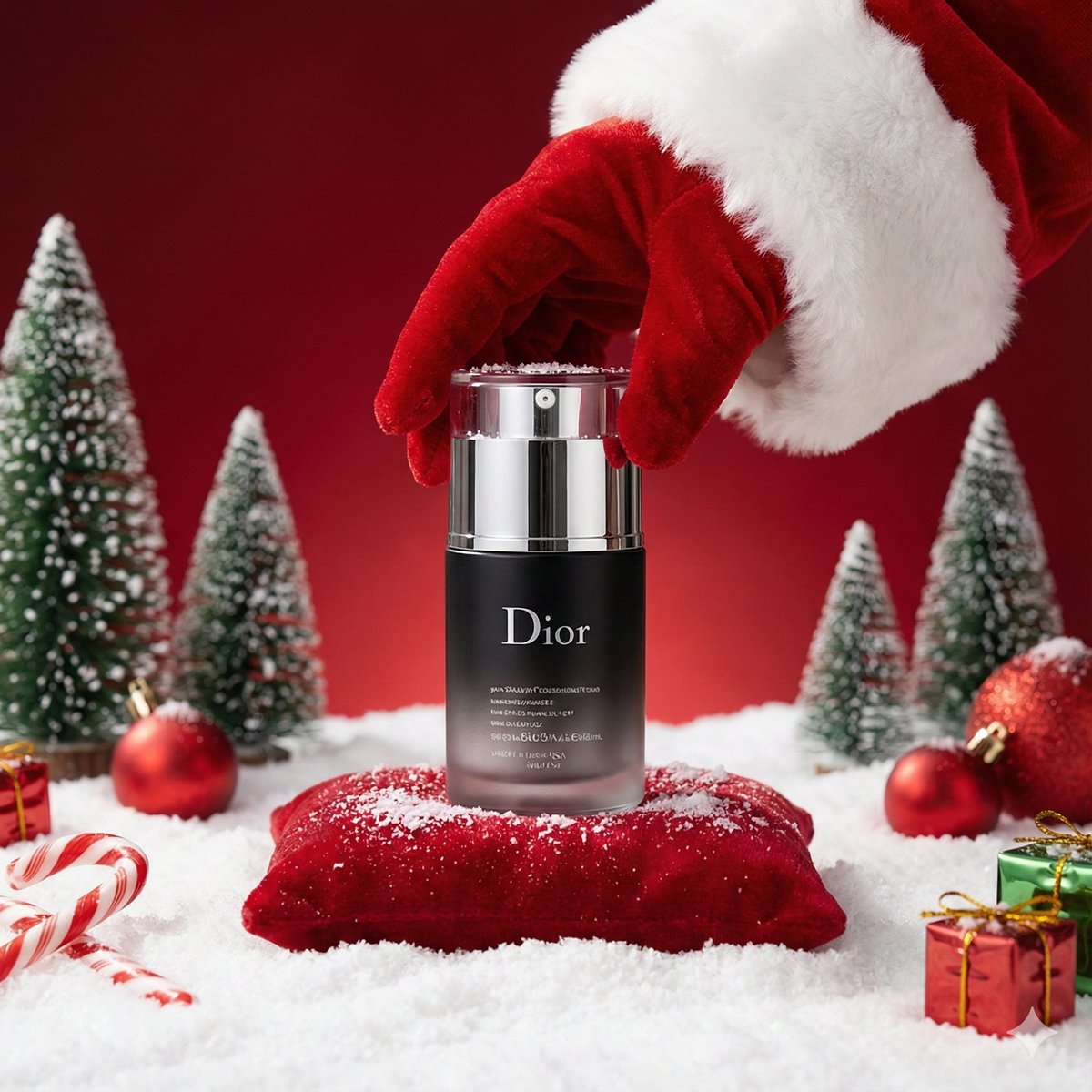 Dior Skincare Christmas Gift - Festive Product Photography Nano Banana提示词